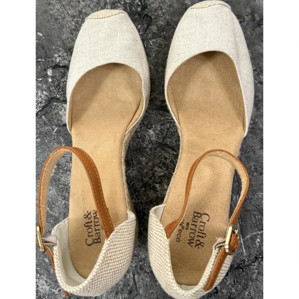 Croft And Barrow Womens Jute Wrapped Wedge Espadrille Sandal Linen Size 9M